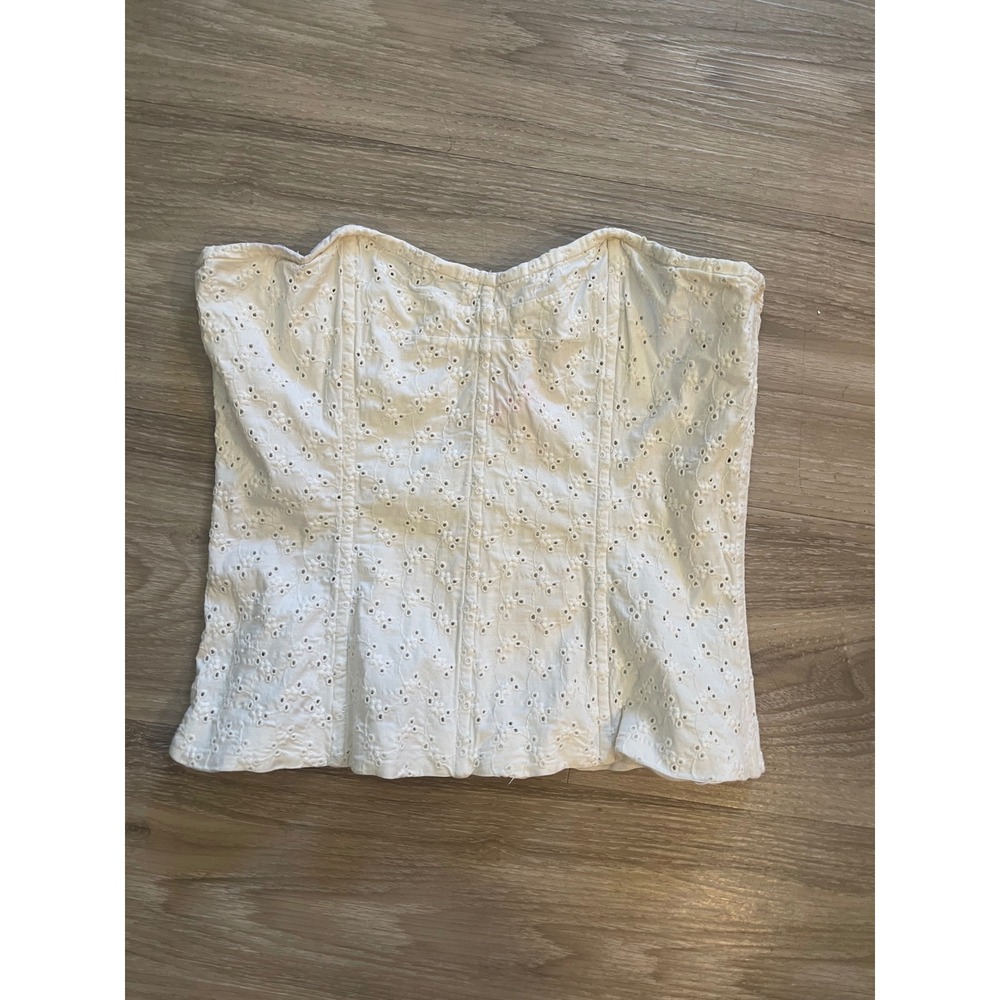 Vintage Y2K Eyelet Victorias Secret Corset Top White 2001 Coquette Costume